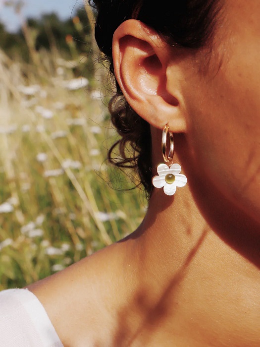 Mini Bloom Hoops in White Pearl Eclecticist